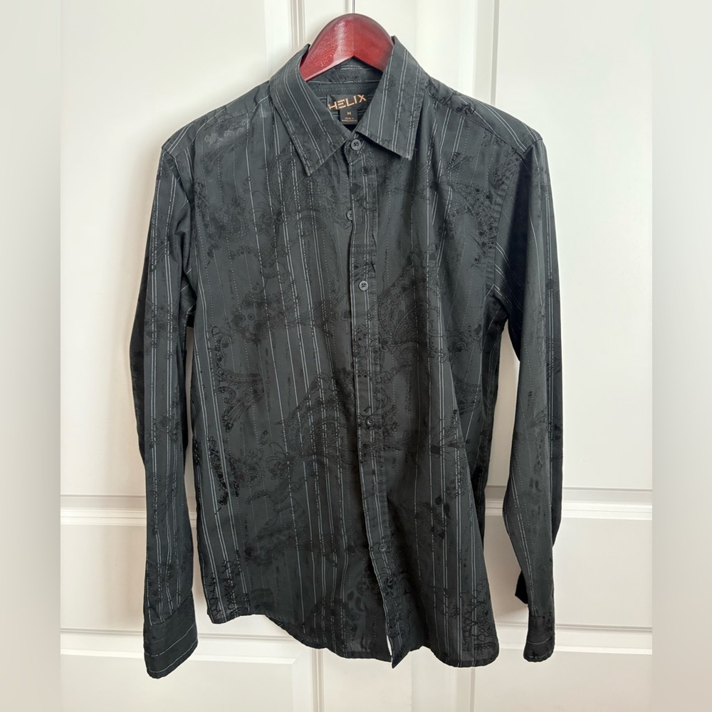 Helix Men's Charcoal Patterned Shirt